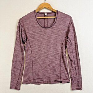LULULEMON Sweat Embrace Long Sleeve Heathered Plum Run Train Yoga‎ Top Size 2